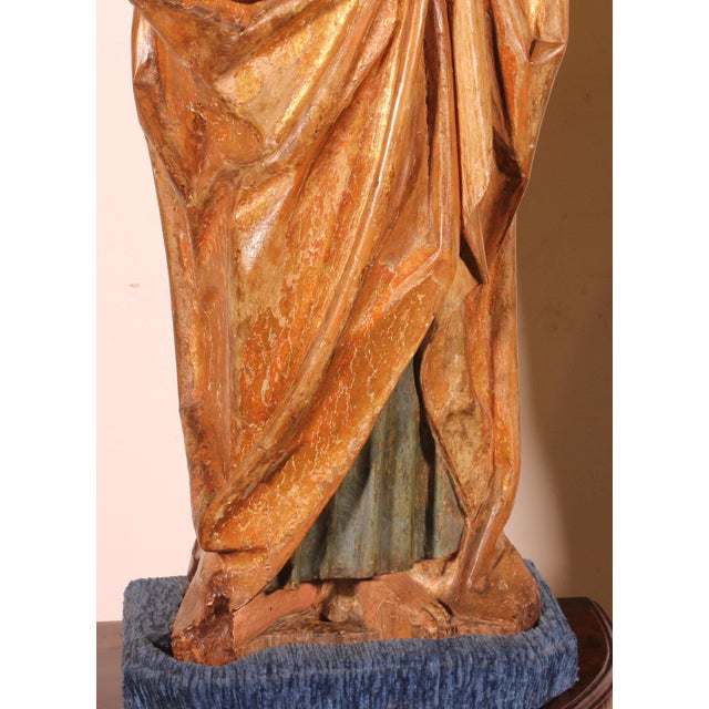 Spanish Artist, Saint John the Baptist and the Virgin Mary from a Crucifixion Group, 1500, Walnut, Set of 2 For Sale - Image 8 of 18