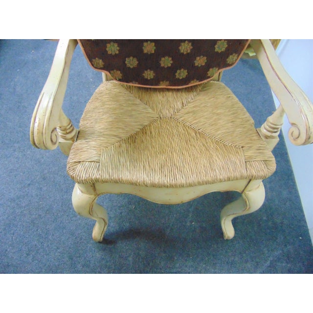 Country French Cream Distressed Ladderback Arm Chairs -A Pair For Sale In Philadelphia - Image 6 of 7