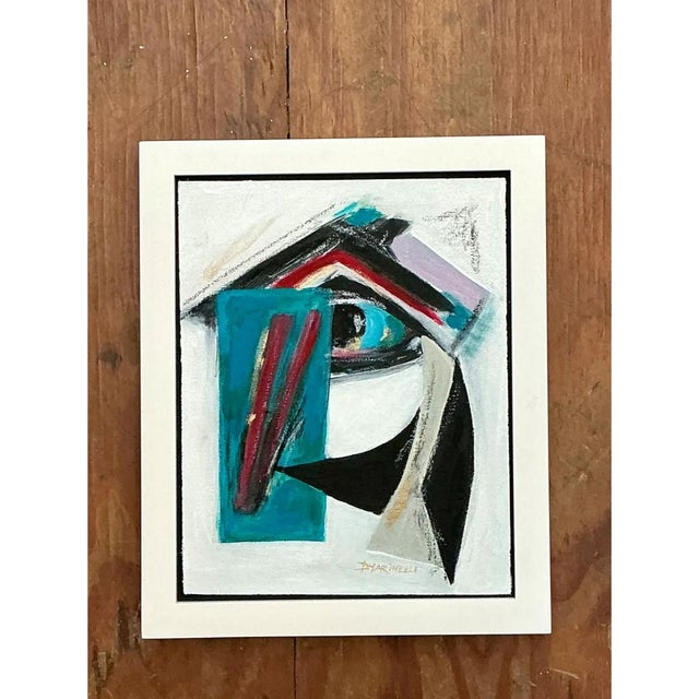 Vintage Original Abstract Oil Painting on Canvas For Sale In West Palm - Image 6 of 12