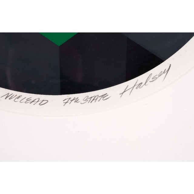 Green Brian Halsey Nuclead 7th State Signed Op Art Serigraph Ap I/Xv Framed 1978 For Sale - Image 8 of 9