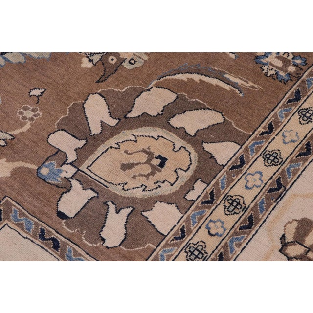 Boho Chic Ziegler Brown Ivory Hand-Knotted Wool Rug - 10'8'' X 14'11'' For Sale In New York - Image 6 of 8