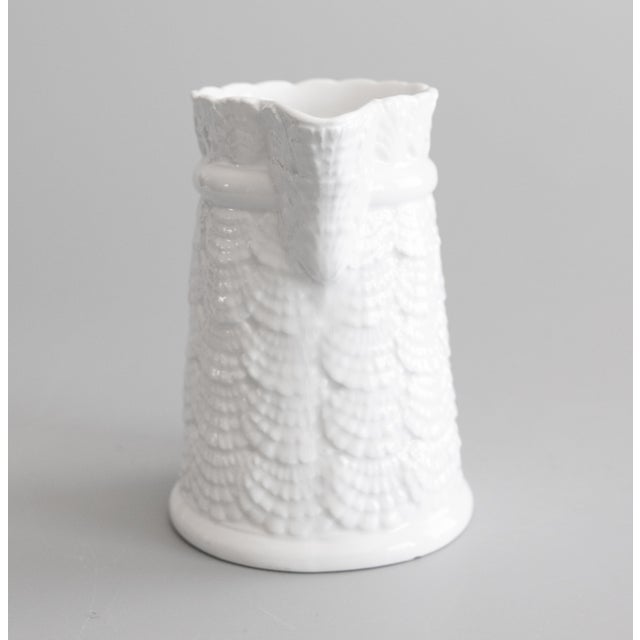 Nautical Vintage Italian White Ironstone Seashell Pitcher For Sale - Image 3 of 7