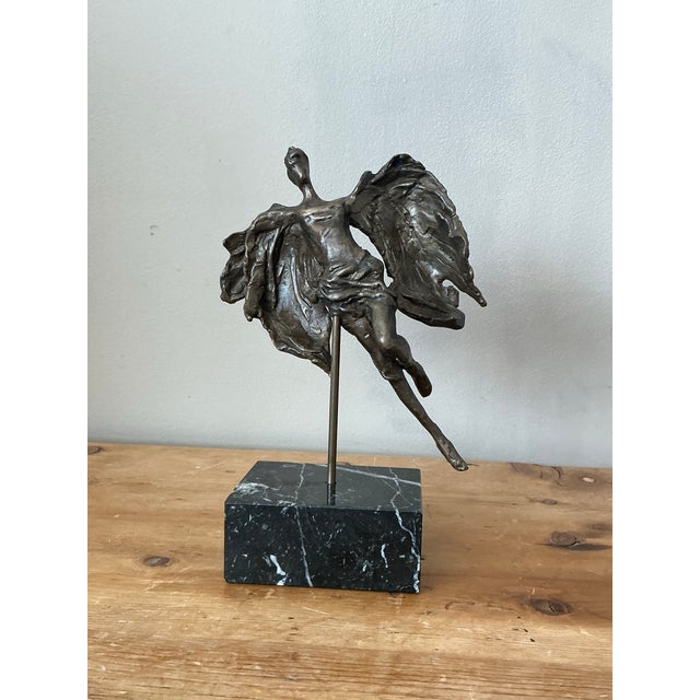 Vintage Bronze Flying Angle Sculpture For Sale - Image 11 of 12
