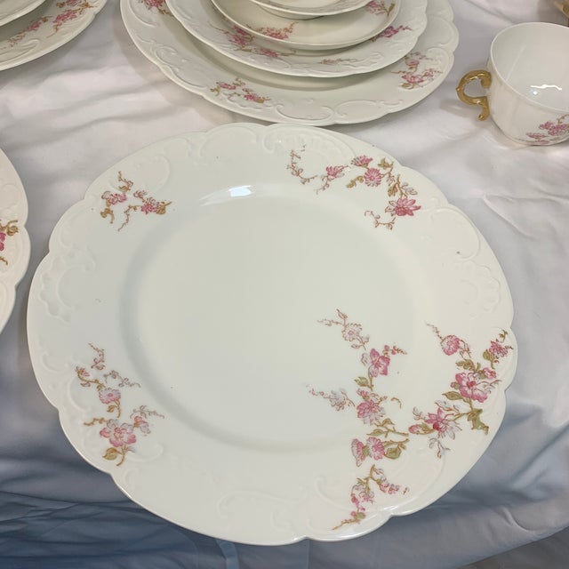 Antique French Limoges Service for 4 “Spray of Pink Flowers” on White Porcelain - 20 PCS For Sale - Image 11 of 11