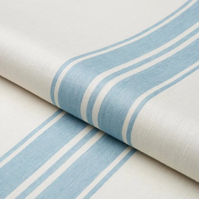 Schumacher Schumacher X Mark D. Sikes Brentwood Stripe Fabric In Pool For Sale - Image 4 of 4
