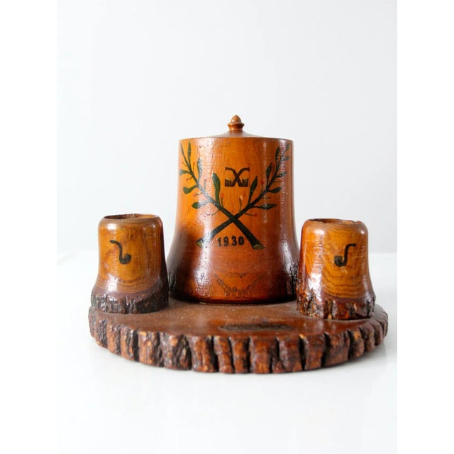 1930s Pipe Tobacco Humidor and Match Holder For Sale - Image 6 of 9