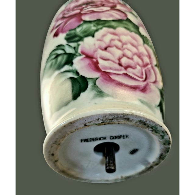 Vintage Frederick Cooper Hand Painted Peonies Signed Floral Table Lamp For Sale - Image 12 of 12