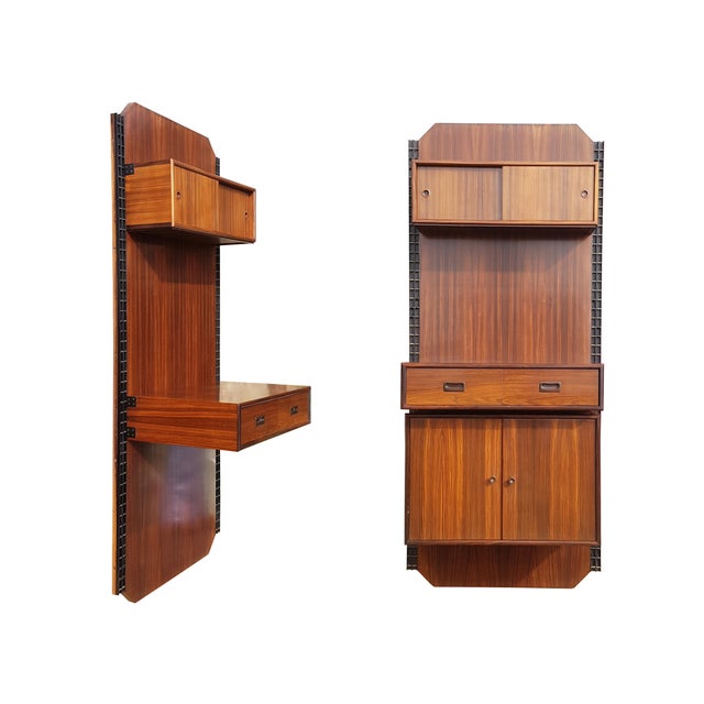Mid-Century Modern Italian Wall Unit in Wood Brass and Painted Metal, 1960s For Sale - Image 11 of 18