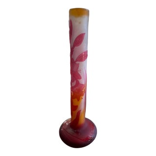 Late 19th Century Gorgeous Multi-Layered Emile Galle Signed Stick Vase For Sale