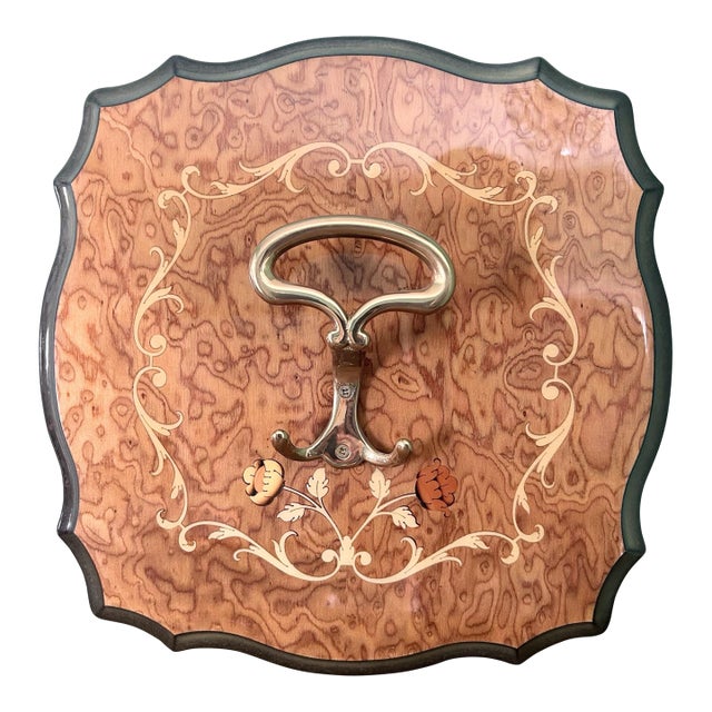 Vintage Sorrento Italy Inlaid Marquetry Coat Hanger Wall Plaque For Sale