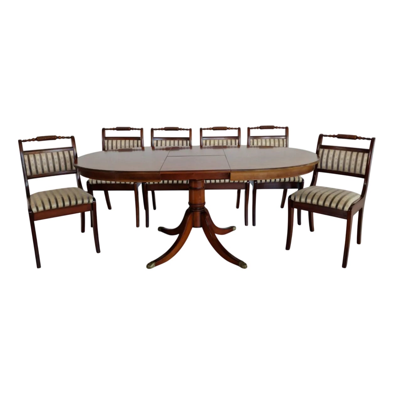 Chesterfield Style Extendable Dining Table with Chairs, 1960s, Set of 7 ...
