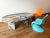 Vitra Mid-Century Modern Panton Junior Kids Chairs by Verner Panton Vitra, Turquoise + Orange - a Pair For Sale - Image 4 of 11