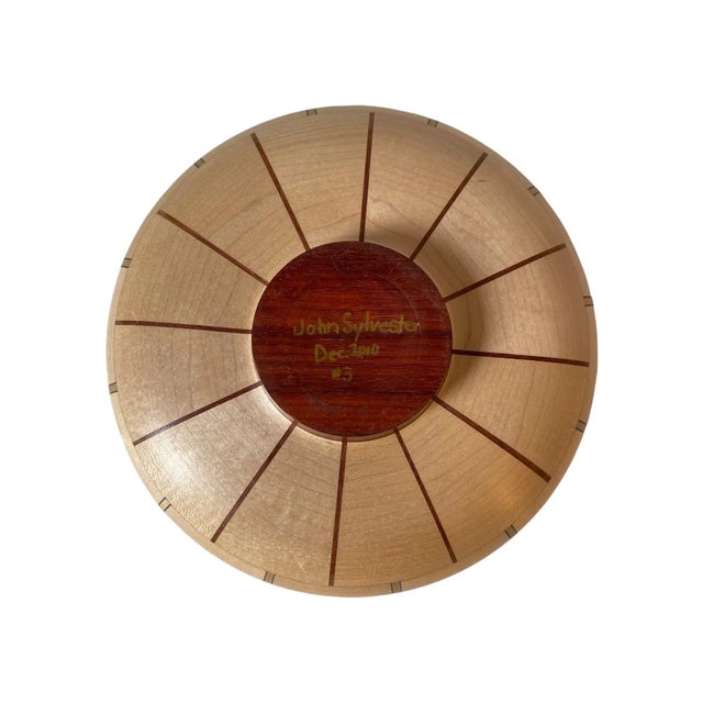 Early 21st Century Artisan Multiple Wood Mosaic Bowl Signed For Sale - Image 5 of 9