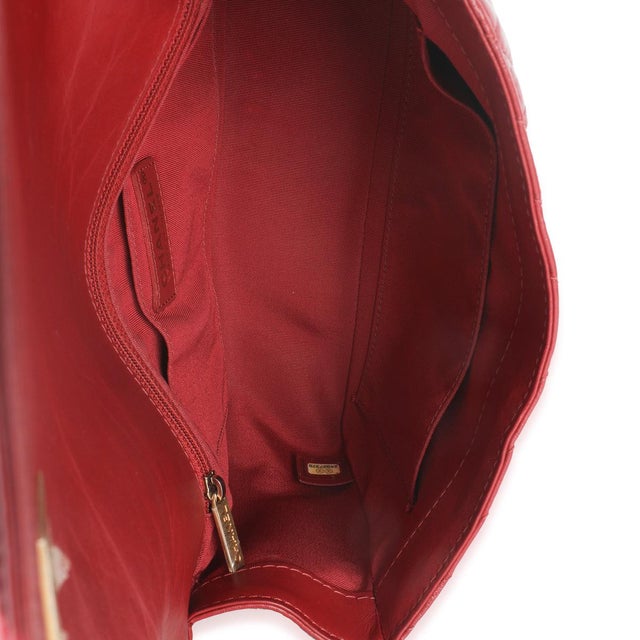 Red Chevron Calfskin Top Handle Flap Bag For Sale - Image 9 of 9