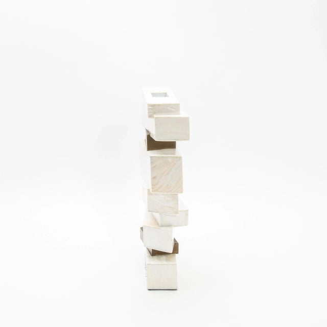 Modern Modern Sculptural Vase in Mother of Pearl With Brass Details by Kifu Paris For Sale - Image 3 of 7