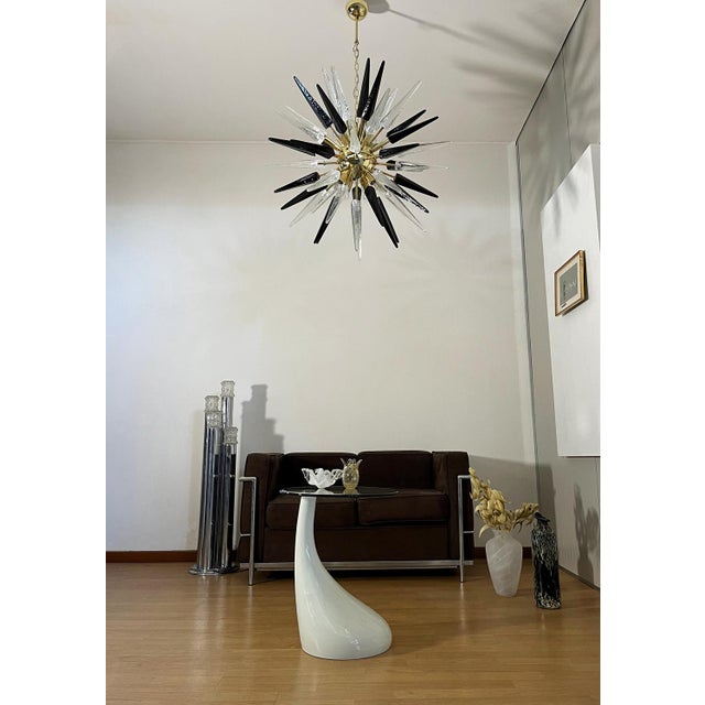 Black Murano Trasparent and Black Glass Sputnik Chandelier, 1990 For Sale - Image 8 of 18