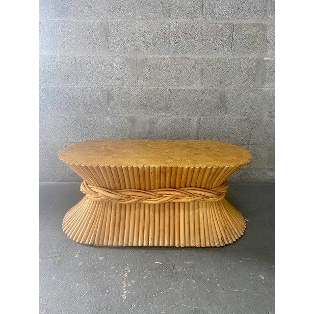 Wood 1970s McGuire Style Sheaf of Wheat Coffee Table . For Sale - Image 7 of 12