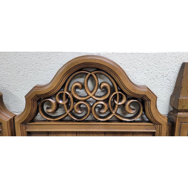 Wood Vintage Hollywood Regency Style King Size Headboard For Sale - Image 7 of 11
