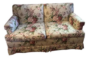 1980s Upholstered Love Seat in Pretty Brunschwig & Fils Fabric
