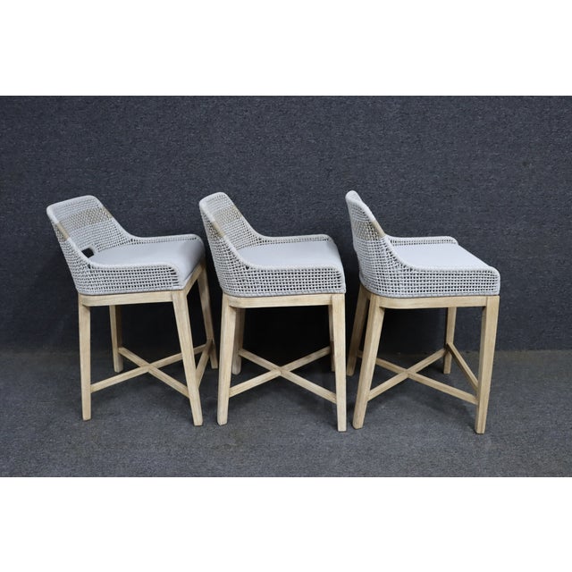 Gray Set of 3 Essentials for Living Woven Counter Stools For Sale - Image 8 of 13