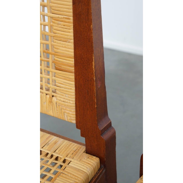 Art Deco Dining Chairs with Wicker Seat and Backrest, Set of 4 For Sale - Image 17 of 18