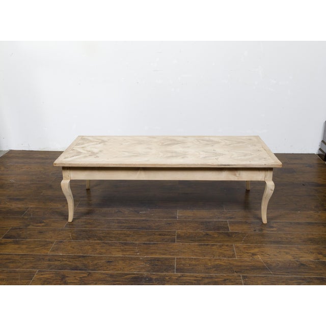 19th Century French 19th Century Fruitwood Coffee Table with Butterfly Veneer and Cabrioles For Sale - Image 5 of 12