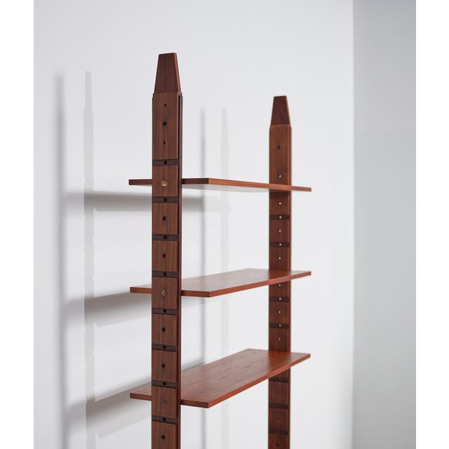 Brown Vintage Italian Modular Bookshelf with Desk Table, 1950s For Sale - Image 8 of 11