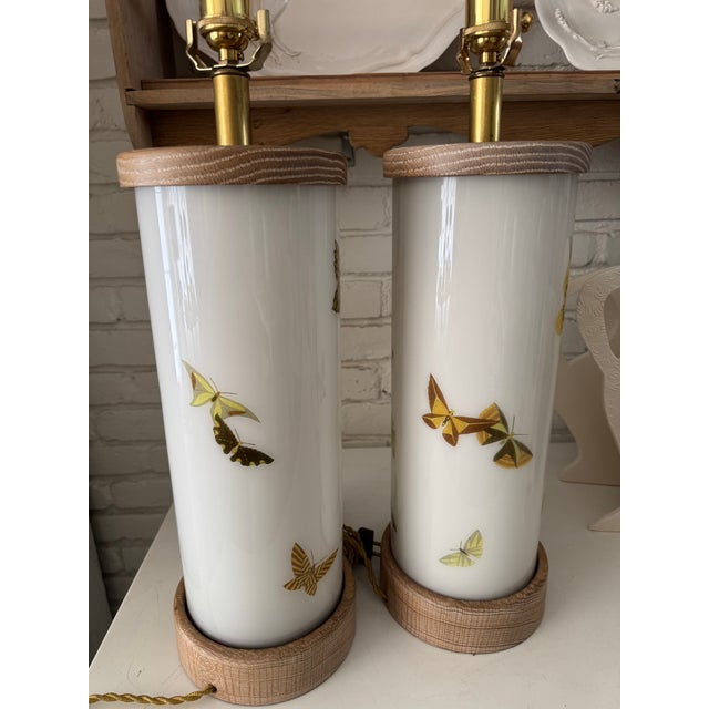 These Japanese butterfly prints have a mid century feel and great earthy colors. The tall pair of blown glass decoupage...