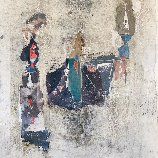 1950s Mid-Century Johnny Friedlaender Abstract Expressionist Fine Art Print "Composition in Red and Green" Signed and Numbered, Framed For Sale - Image 4 of 8