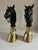 Pair of Vintage English Equestrian Horse Heads and Brass Hoof Andirons For Sale - Image 4 of 9