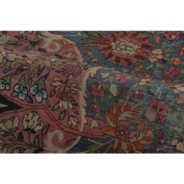 Brown Antique Persian Kerman Lavar Rug With Medallion in Multicolour - Rug & Kilim For Sale - Image 8 of 9