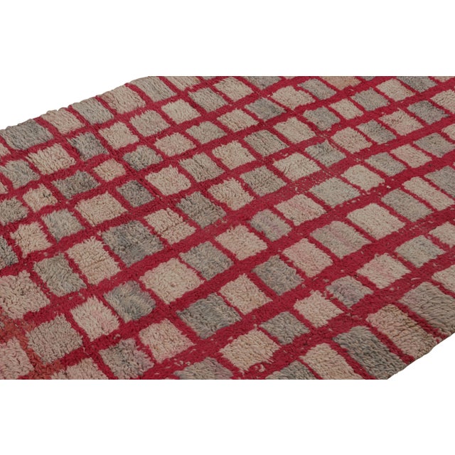 1950s Vintage Moroccan Rug in Pink and Red Geometric Patterns, From Rug & Kilim For Sale - Image 5 of 7