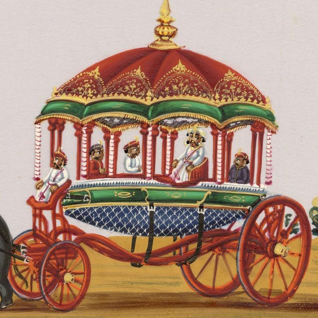 Indian Company School, Rajah's State Coach, Tanjore, 1800s, Gouache on Paper For Sale - Image 4 of 9