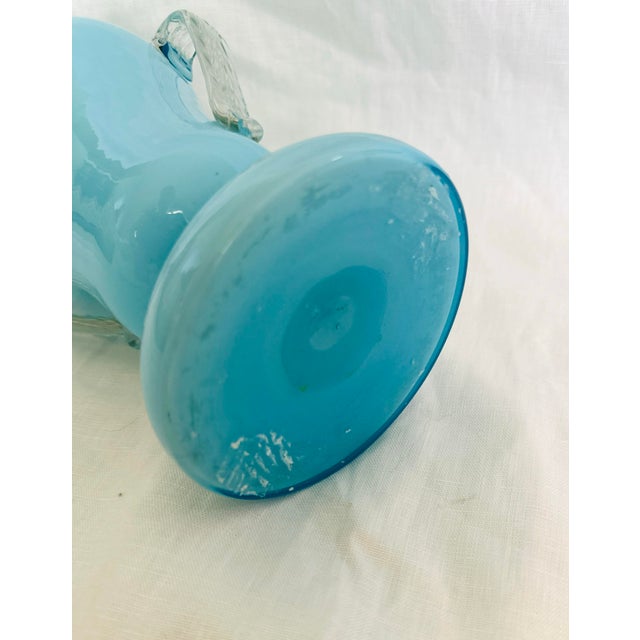 Mid 20th Century Fenton Blue Overlay Crimped Vase For Sale - Image 5 of 7