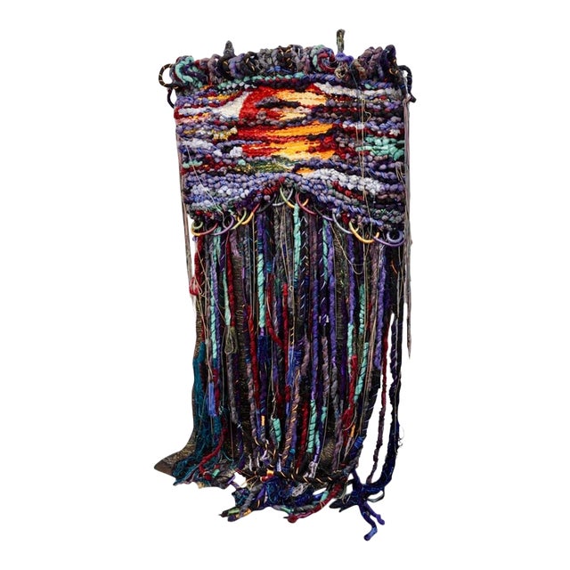 Mid 20th Century Marlen Richard, Large Handmade Tapestry Textile Wall Hanging Wool Mixed Media Marlene Richard For Sale