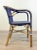 2010s Modern Blue and White Vinyl Bamboo Arm Chair For Sale - Image 5 of 7