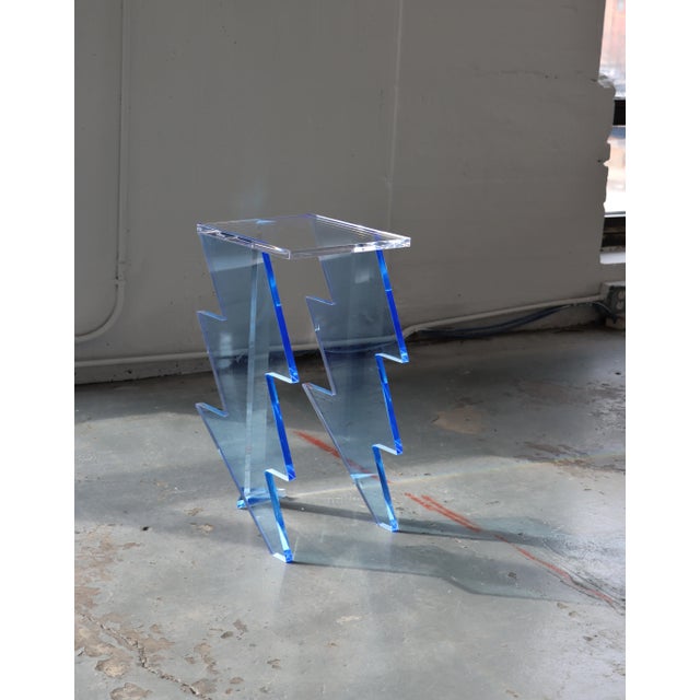 Bolt Side Table in Blue Acrylic by Benjamin Vintage and Design For Sale - Image 9 of 9