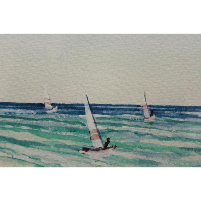 Classic watercolour depicting a Glitter Bay Oliver Messel-designed oceanfront villa in Barbados by noted 'landscape'...