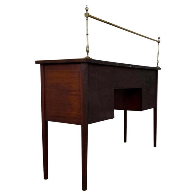Gold 20th Century English Inlaid Mahogany Sideboard with Brass Gallery For Sale - Image 8 of 13