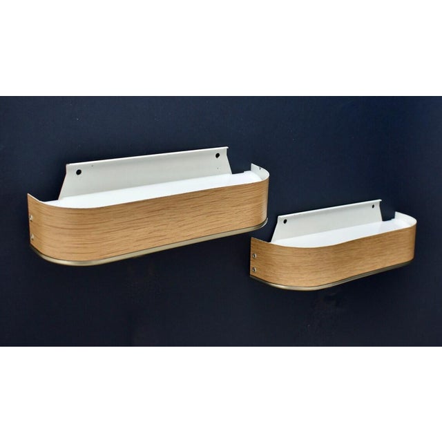 Mid 20th Century Mid Century Modern Scandinavian Wall Sconces Faux Wood - a Pair For Sale - Image 6 of 10