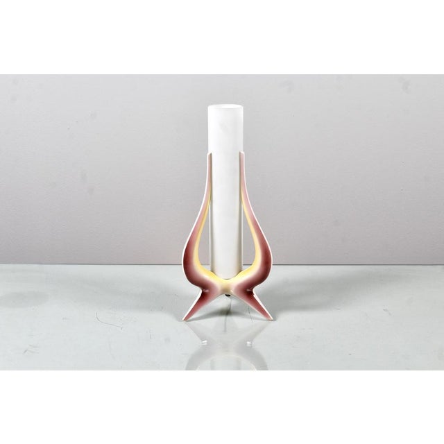 Mid-Century Glazed Ceramic and Glass Table Lamp attrubuted to A. Campi, Italy, 1950s For Sale - Image 4 of 17