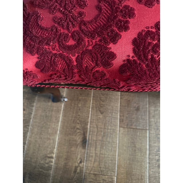 Red Early 20th Century Victorian Damask Red Armchair For Sale - Image 8 of 9
