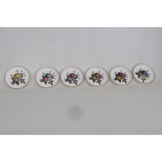 Late 20th Century Royal Worcester Fine Bone China Coasters 6pc Set G676 Hand Painted Florals For Sale - Image 14 of 14