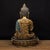 Art Deco Vintage Gilt Brass Shakyamuni Buddha Statue With Polychrome Robe & Lotus Base For Sale - Image 3 of 9