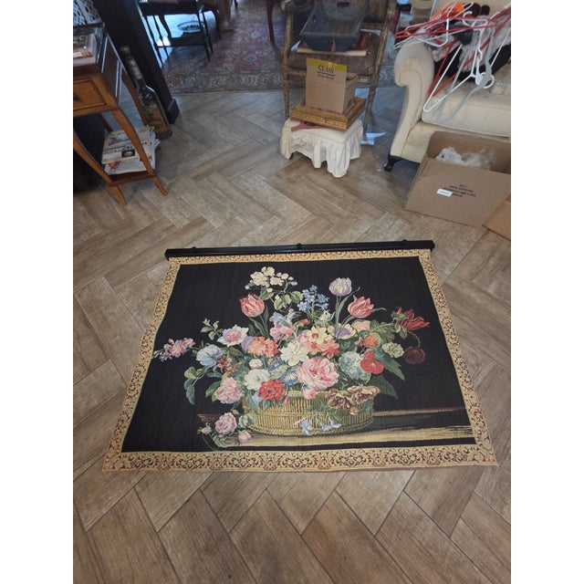 1980s Decorative 20th C Floral Basket Tapestry For Sale - Image 5 of 9