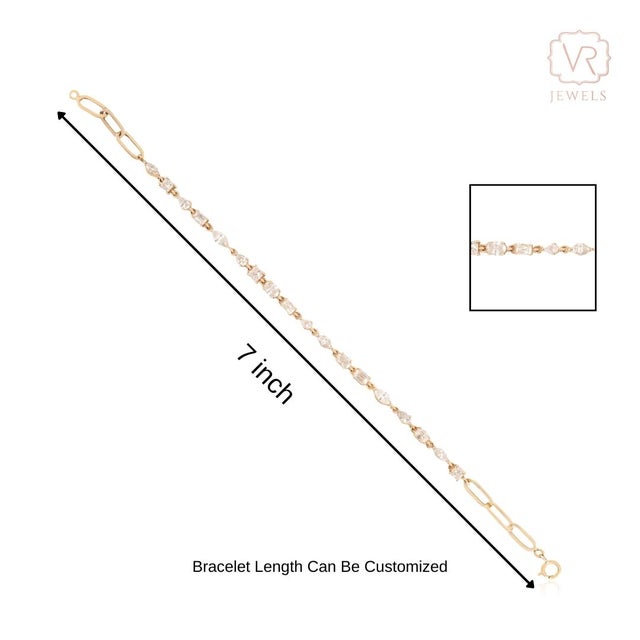 Timeless Mix Cut 2.66 Carat Diamond Link & Paperclip Chain Bracelet in 14k Gold For Sale - Image 9 of 14