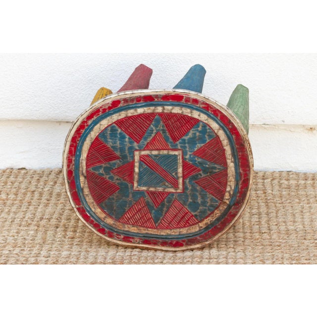 Wood Bold & Colorful African Nupe Oval Table For Sale - Image 7 of 8