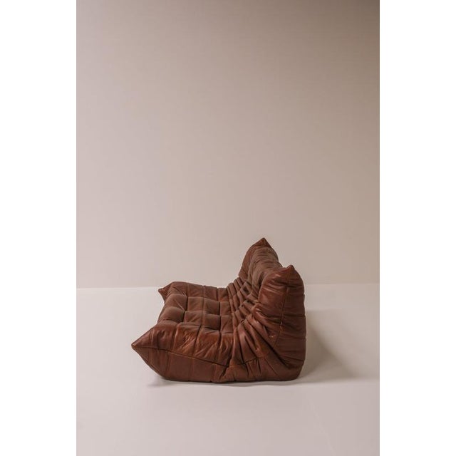 Togo Three-Seater Sofa in Cognac Leather by Michel Ducaroy for Ligne Roset, France For Sale - Image 3 of 15