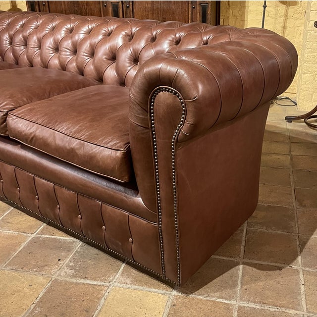 Vintage Chesterfield Three-Seater Sofa in Brown Leather, 2010s For Sale - Image 13 of 16