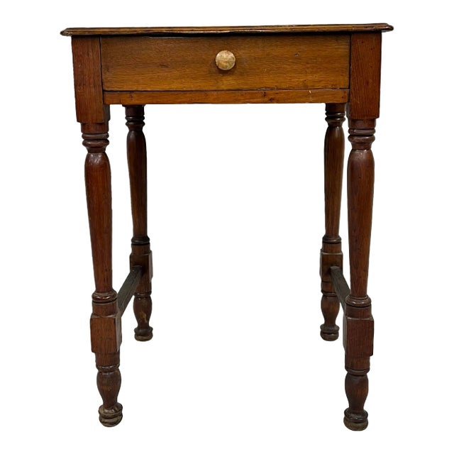 Early 1800s One Drawer Primitive Cherry Work Table For Sale